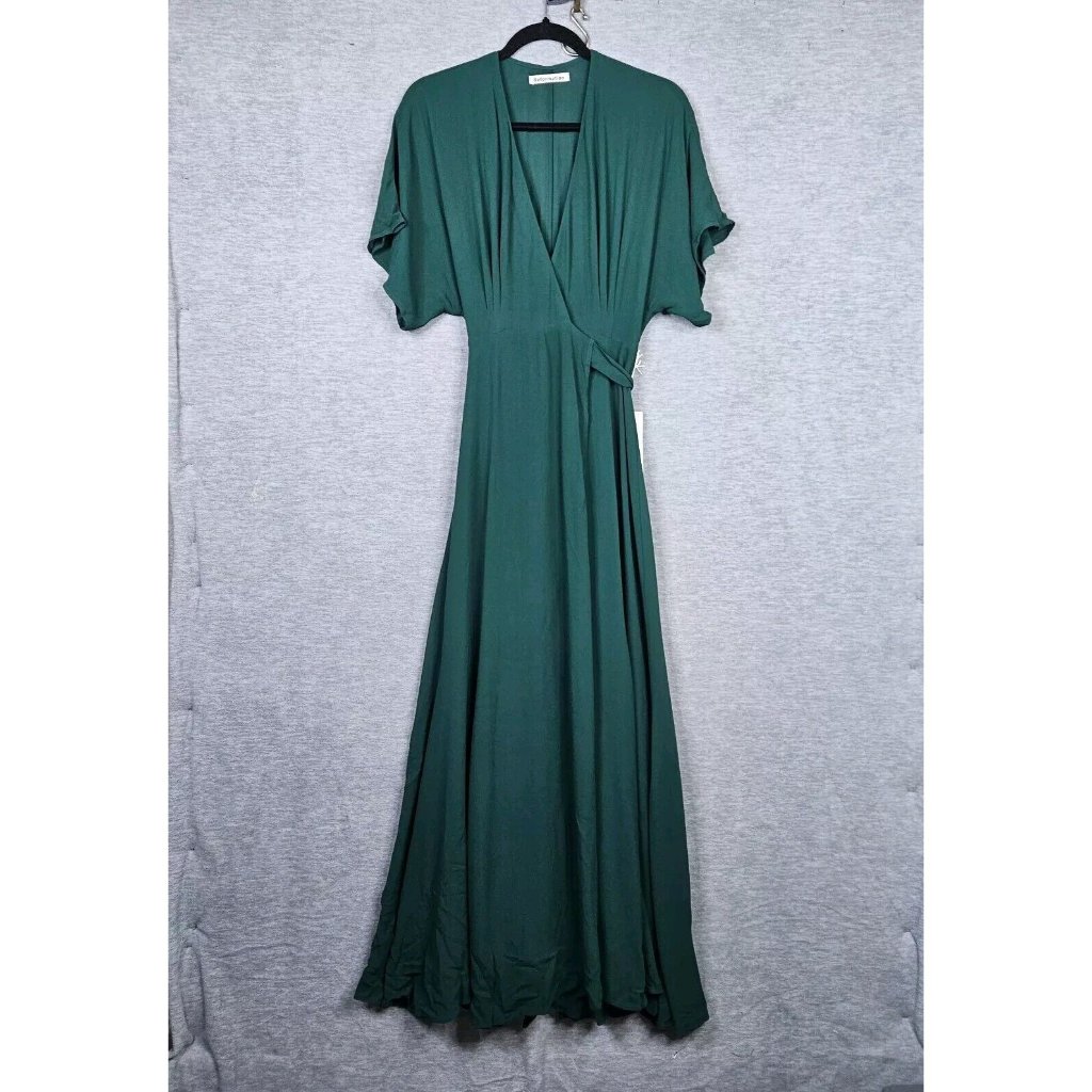 Nwt Reformation Winslow Wrap Maxi Dress Emerald Women's Size Sp